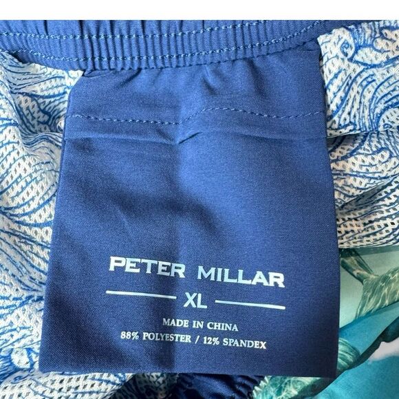 NWT PETER MILLAR Crown Tropical Trepidation Sharks Swim Trunks RADBL Blue Sz XL - Picture 9 of 9